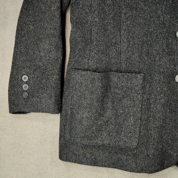 Vtg Eddie Bauer Blazer L Petite Women Wool Angora Menswear Style Oversized Gray - Picture 10 of 14